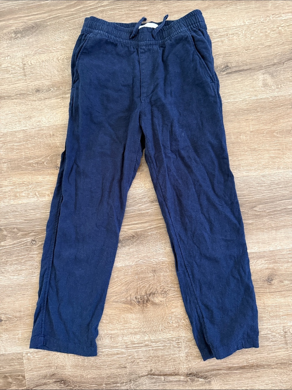 Boys Navy Drawstring Linen Pants